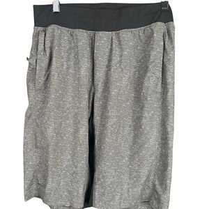 Lululemon Mens Grey Herringbone Athletic Training Shorts Black Waistband